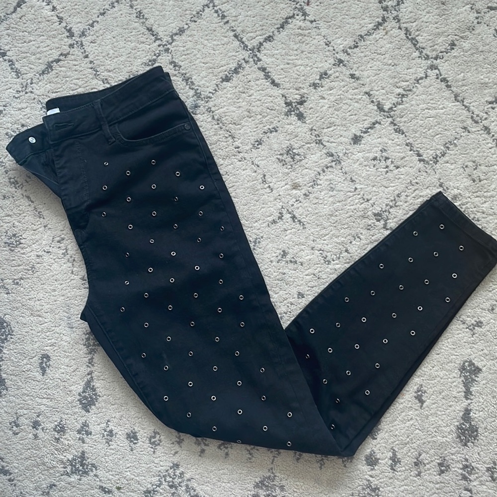 NWOT Sam Edelman stiletto high rise skinny black jeans with grommets